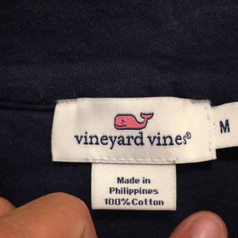 Vineyard Vines 1/4 Zip Navy Pullover Womens M Terry Lined Top Patchwork Detail - Picture 2 of 5